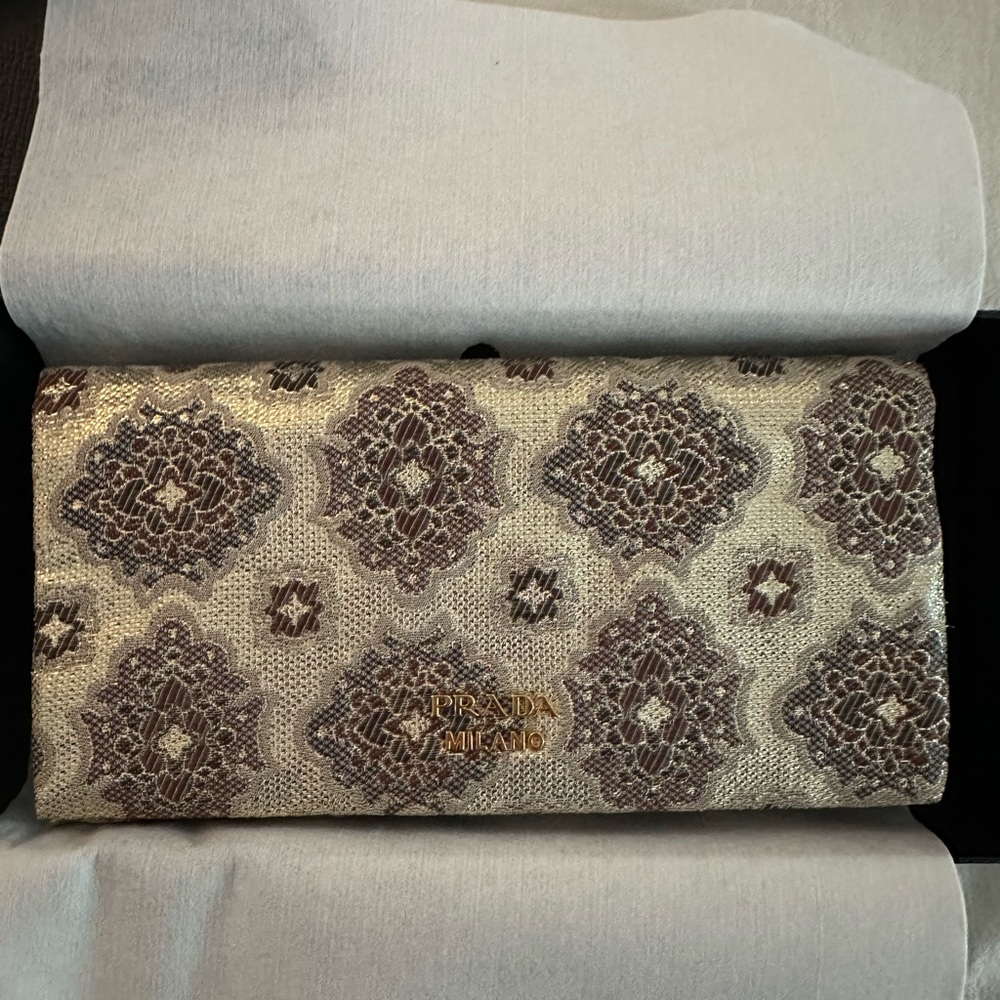 PRADA Broccato fabric wallet